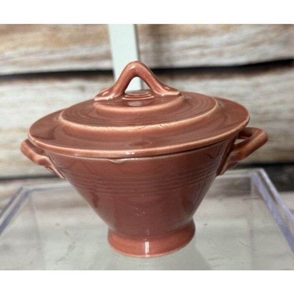 Homer Laughlin Other - Art Deco Homer Laughlin China Harlequin Shrimp Pink Covered Sugar Bowl